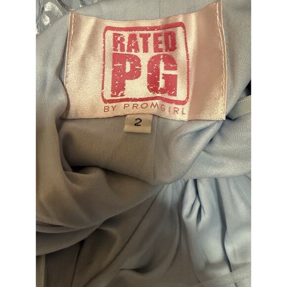 New Formal Dress Light Blue Embroidered Sequined Rated PG By Promgirl Sz 2 $398 - Picture 3 of 3